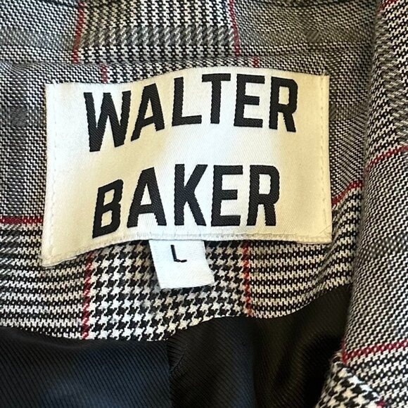 Walter Baker Plaid Long Length Oversized Blazer Jacket Black Button Size Large - Picture 12 of 12